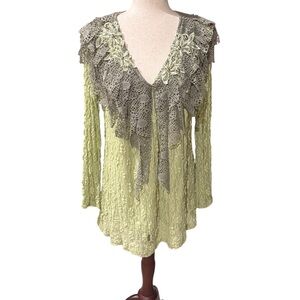 Pretty Angel Lace and Ruffle blouse/tunic,  Romantic, Western Boho, Rodeo